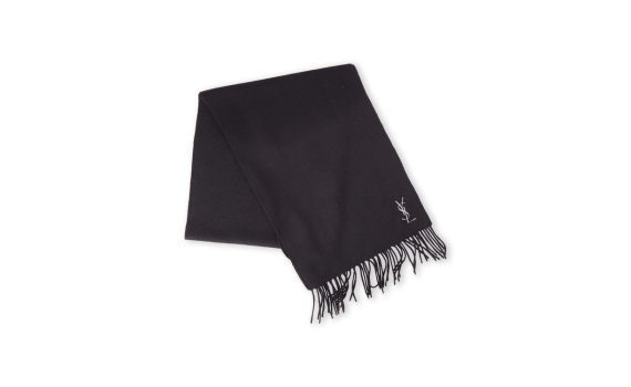 YVES SAINT LAURENT Embroidered Logo Wool Scarf