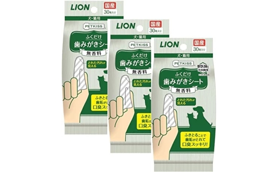 LION 獅王 PETKISS 無味潔齒布 (30片 x 3包)