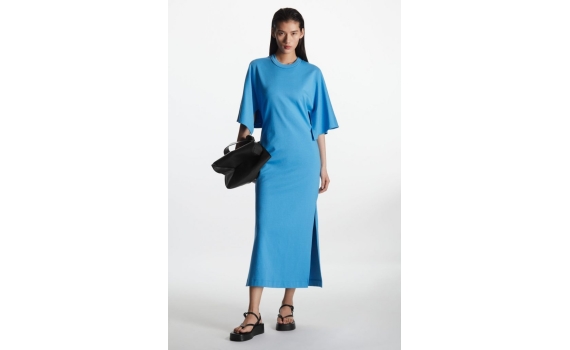 ​RUFFLE SLEEVE MIDI DRESS